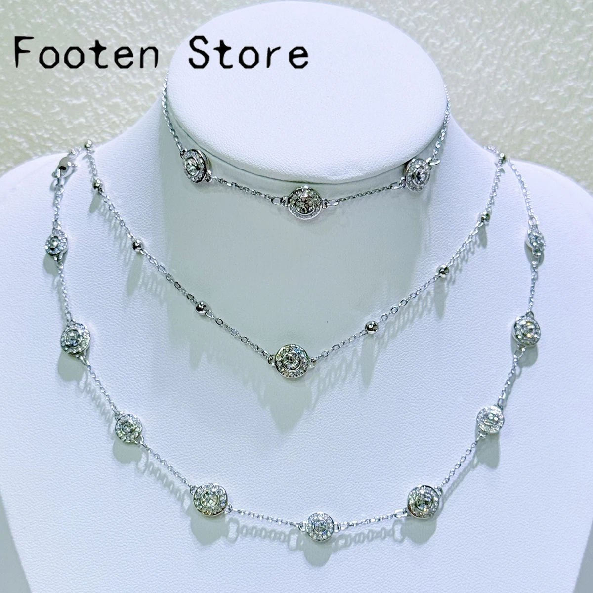 

2025 New Trend High Quality Fine Jewelry Set Charm White Round Crystal Fashion Necklace Bracelet Earring Romantic Gift for Women