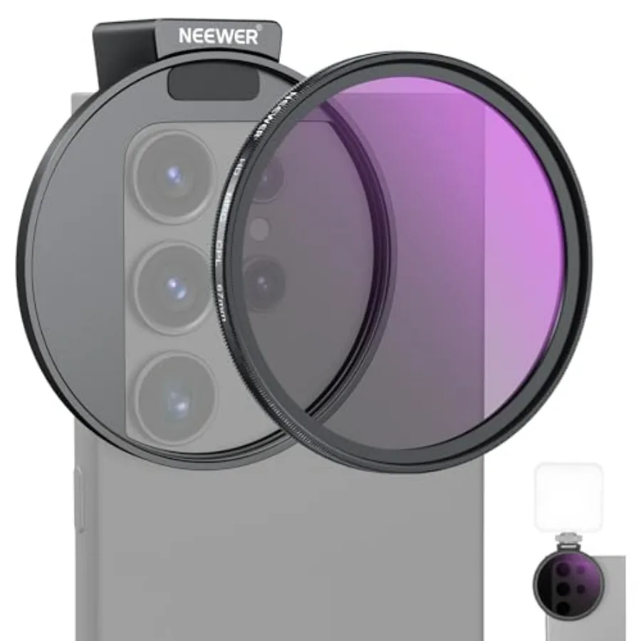

67mm CPL Filter with Cold Shoe Phone Lens Clip HD Polarizing Filter in Black with Pouch Cleaning Cloth for iPhone 17 16 15 Pro