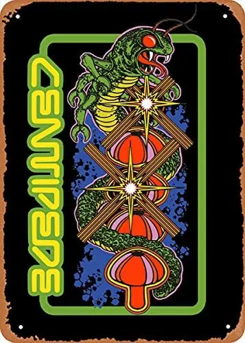 Metal Sign - Video Game Poster Art Centipede Vintage Look Tin Sign,Bar, Man CAVE Wall Decoration-tin sign