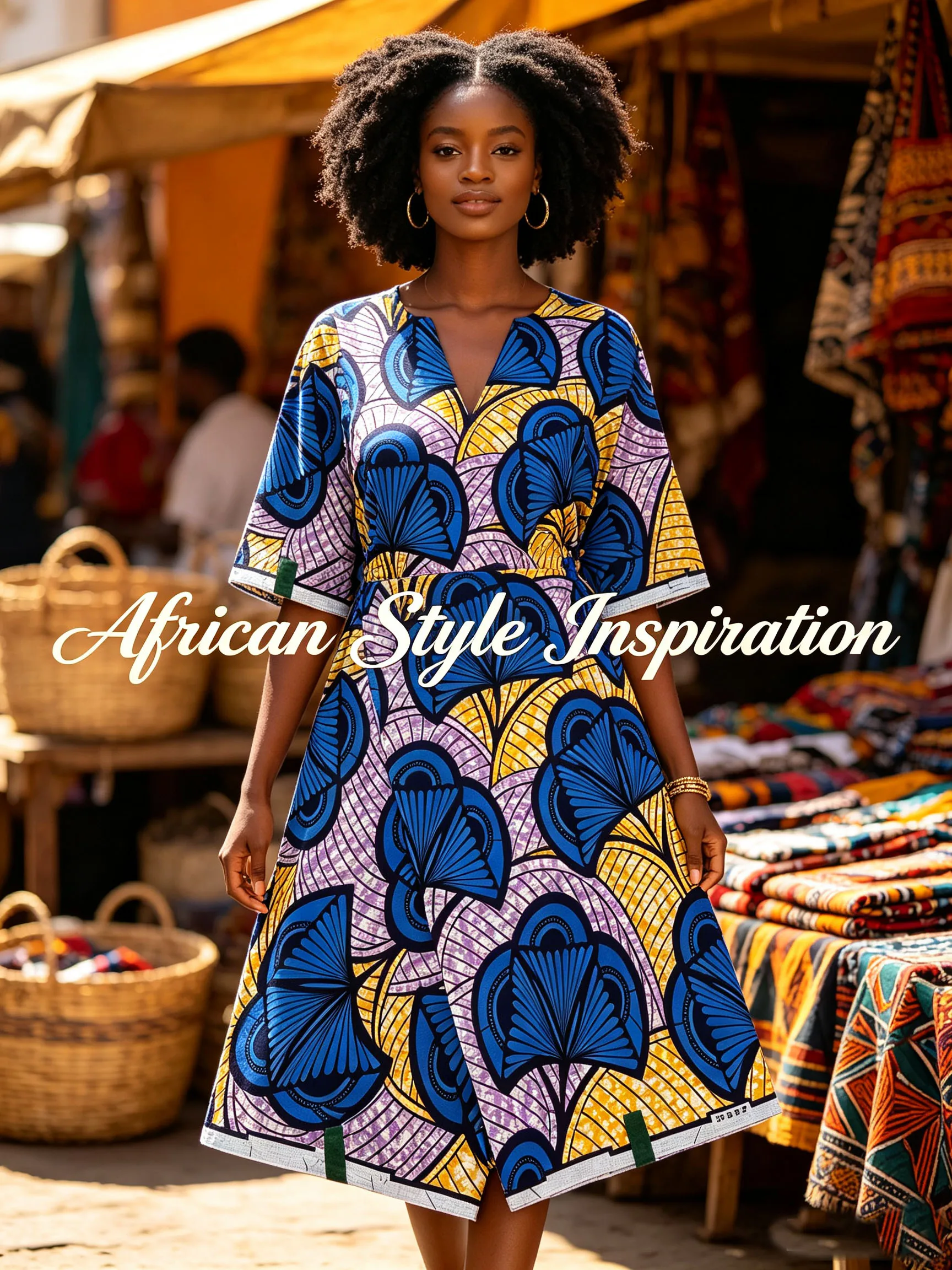 New African Ankara Wax Print Fabric 6 Yards 100% Cotton Blue Yellow Ginkgo Leaf Batik Cloth For Women Dress Sewing view 4