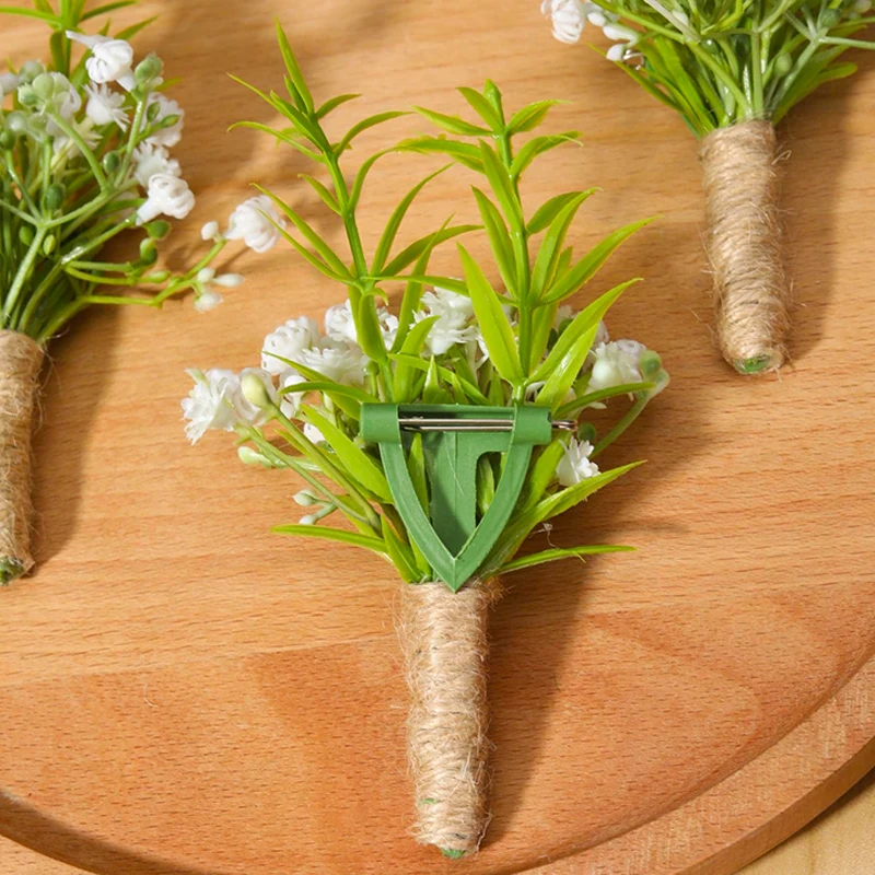 6 pezzi fatti a mano sposo e Groomsmen Boutonniere corpetto con spilla per decorazioni per feste di ballo di fine anno cena accessori per matrimoni