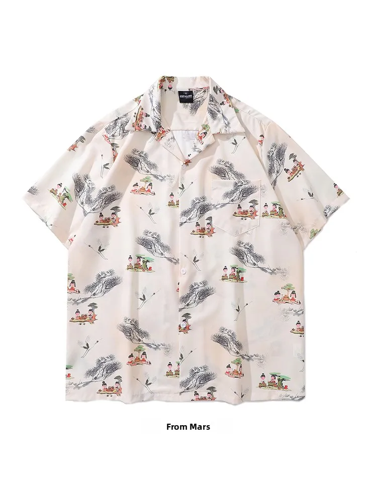 

New Chinese Sle Loose Casual Couple Clothes ort Sve irt with Character Print Enjoy the Moment from