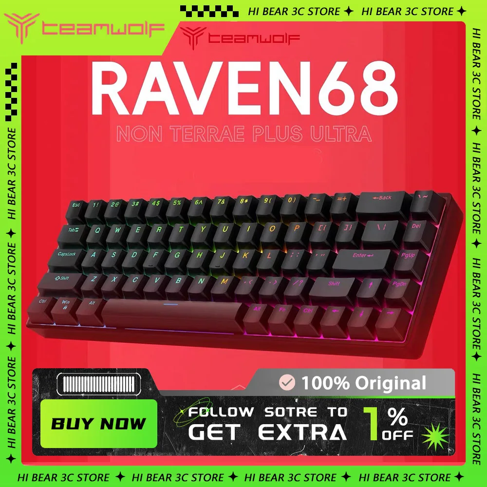 Teamwolf RAVEN68 Magnetic Switch Keyboard 8000Hz RGB Gamer Keyboard Customized Mechanical Keyboard Valorant Gaming Accessories