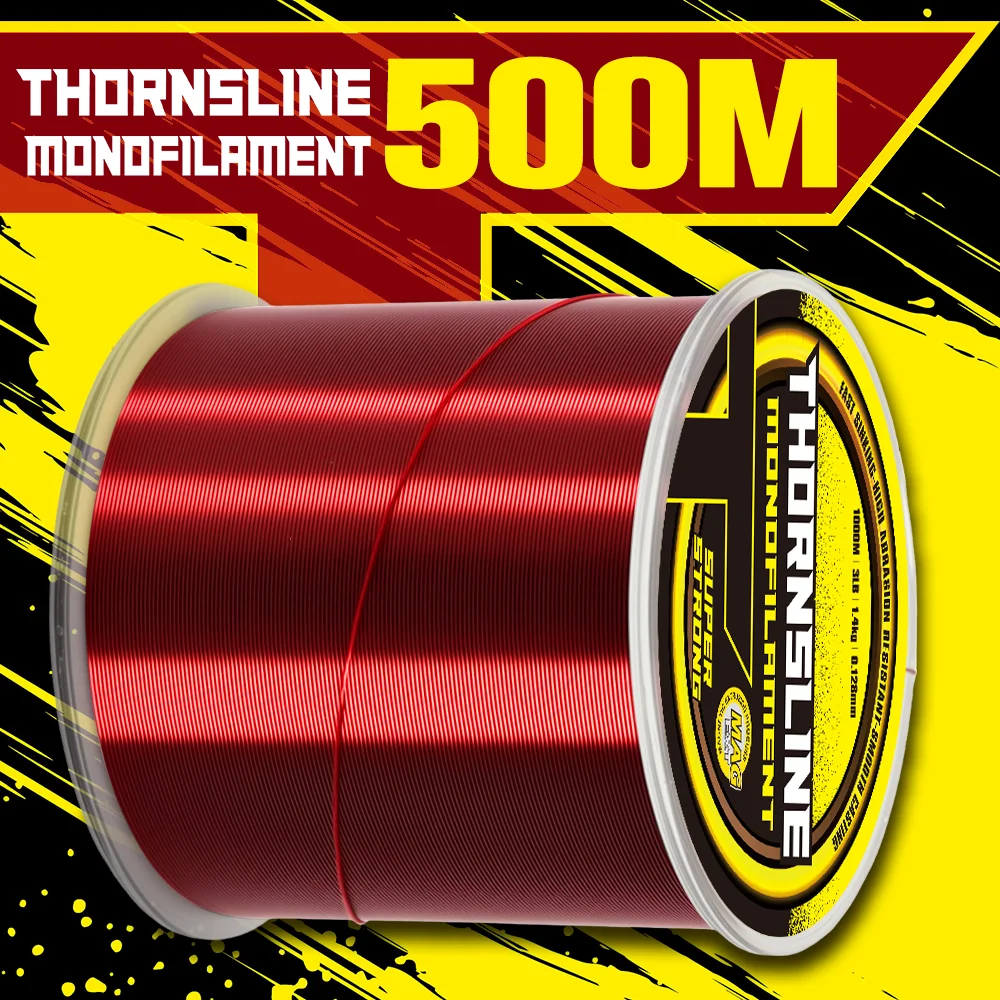 Thornsline 500 m 1000 m Nylon-Angelschnur, hochfest, Monofilament, geringer Dehnbar, abriebfest, für Süßwasser, Salzwasser, Karpfen