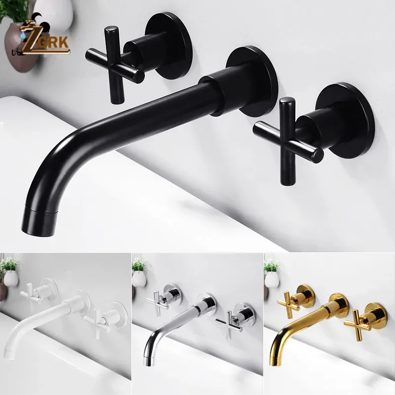 Bad Wastafel Mengkraan Chroom Antiek Messing Badkamer Wastafel Mengkraan Kraan Wandmontage 3 Pcs Zwart Kraan Dual Handle sink Tap