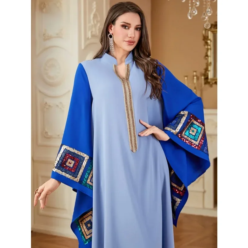 

Eid Morocco Kaftan Women Muslim Sequin Maxi Dress Turkey Caftan Femme Musulmane Vestidos Ramadan Islam Clothing Arabic Robe Gown