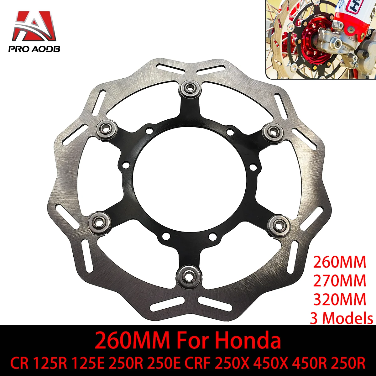 

2024 NEW Motorcycle 260mm 270mm 320mm Rotor Disk Front Floating Brake Disc For Honda CR 125R 125E 250E 250R CRF 250X 450X 450RX