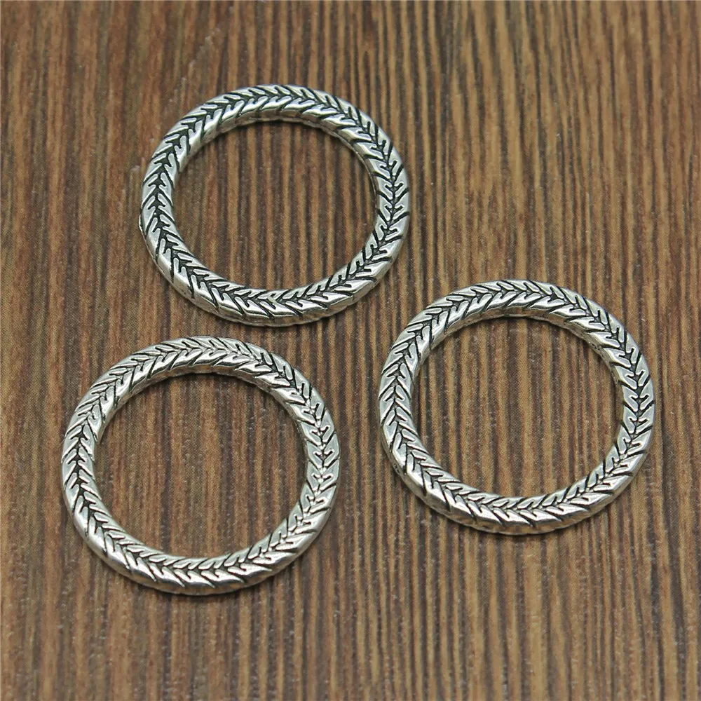 WYSIWYG 4pcs/lot 24x24mm Charms Circle Connector Antique Silver Color Alloy DIY Jewelry Making Accessories