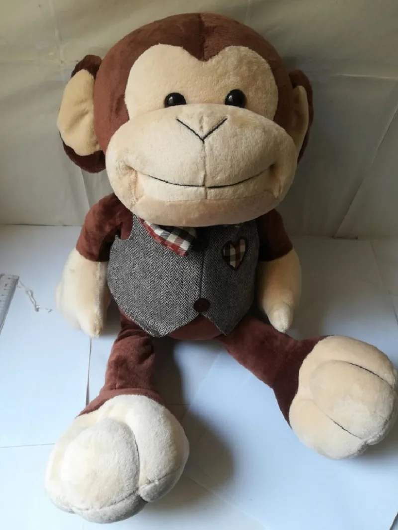 Large 55cm Cartoon Gentle Monkey Plush Toy Brown Monkey Soft Doll Throw Pillow Toy Christmas gift S2000