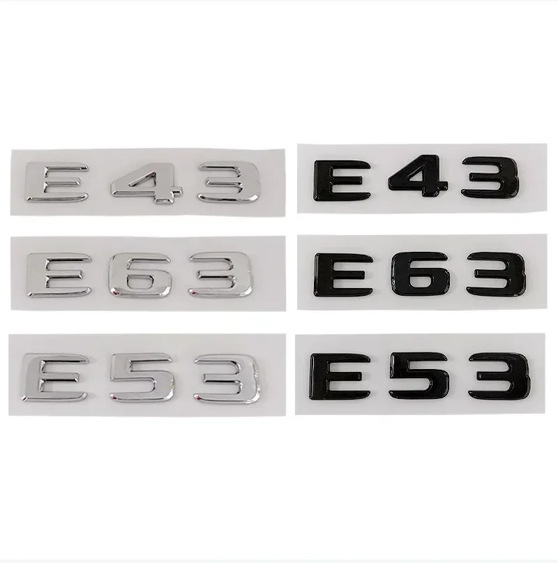 3D ABS Black Chrome Letters Car Sticker Rear Trunk Emblem Badge E43 E53 E63 Logo For Mercedes AMG E Class W213 W212 Accessories