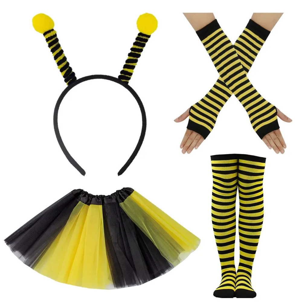 Ladybird Ladybugs Ants Bee Costume Accessories Set Antenna Bopper Headband Tutu Skirt for Halloween Costume Party Cosplay