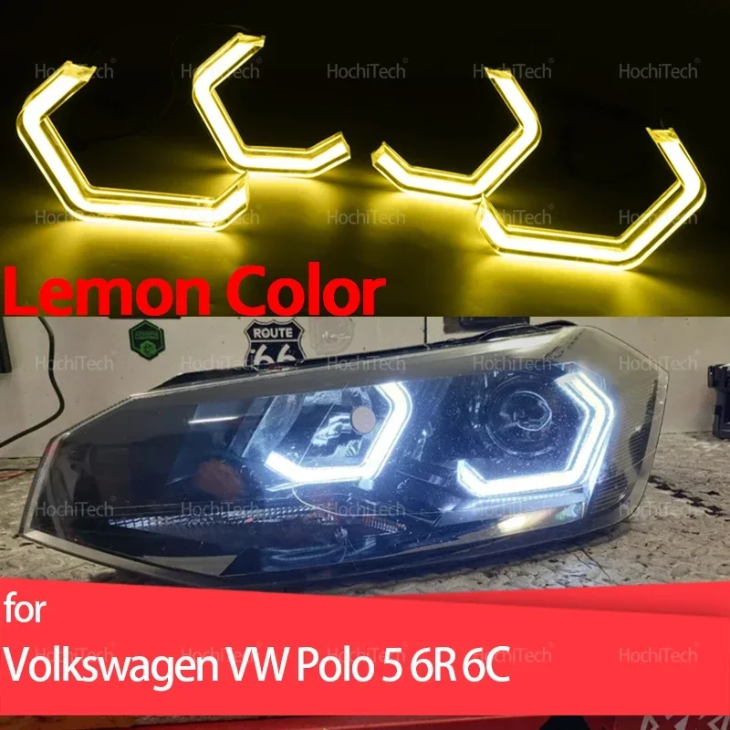 

Yellow Color Rings M4 Style Light LED Angel Eyes White Day Light Kit for Volkswagen VW Polo 5 6R 6C CrossPolo Vento