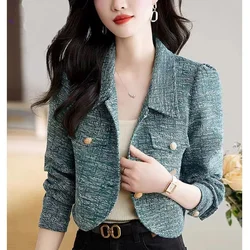 Pink Long Sleeved Blazer Short Jacket For Women Spring And Autumn 2024 New Fashionable And Stylish Slim Fit Trendy Coat Ladies