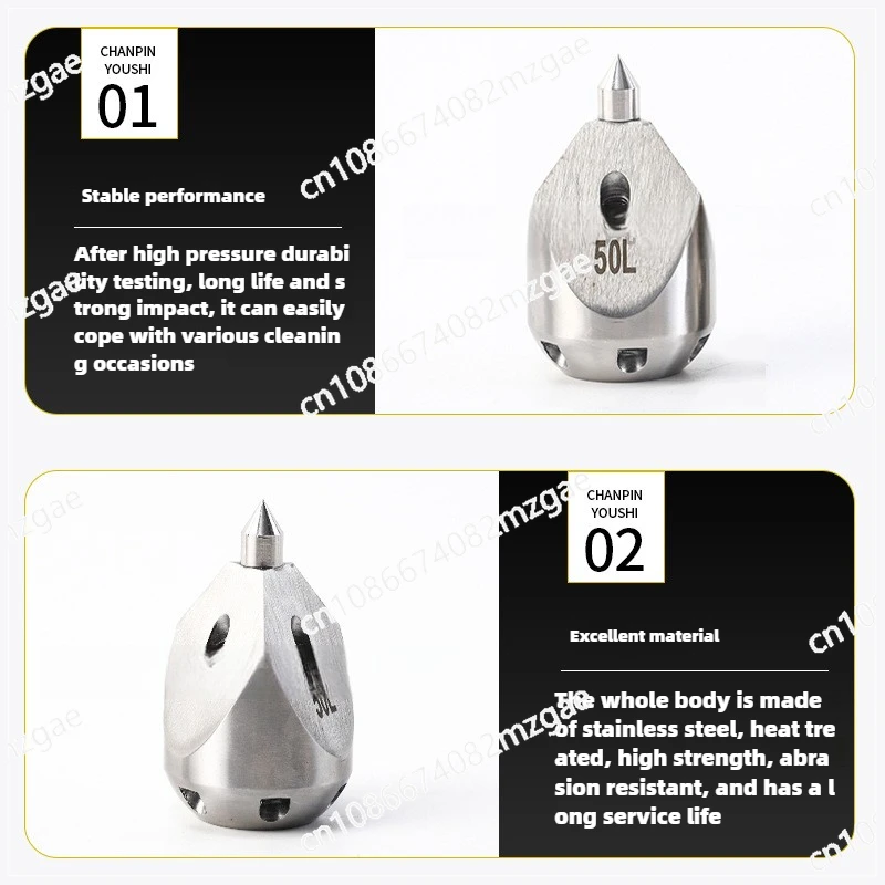 1/2 Internal Thread Sewer Cleaning Nozzle Sludge Pipe Flushing Nozzle Dredging Truck Flow Rate of 40L/70L Stainless Iron Nozzle