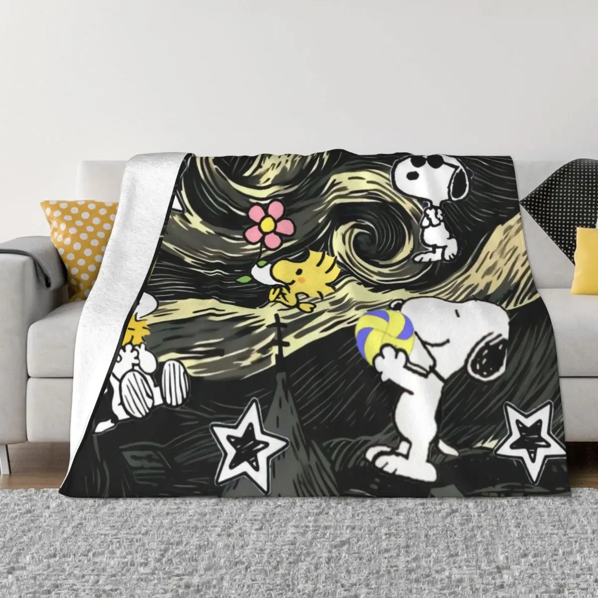 

Custom Ultra-Soft Fleece S-snoopys Animated Cartoon Throw Blanket Warm Flannel Blankets for Bedroom Home Sofa Bedspreads
