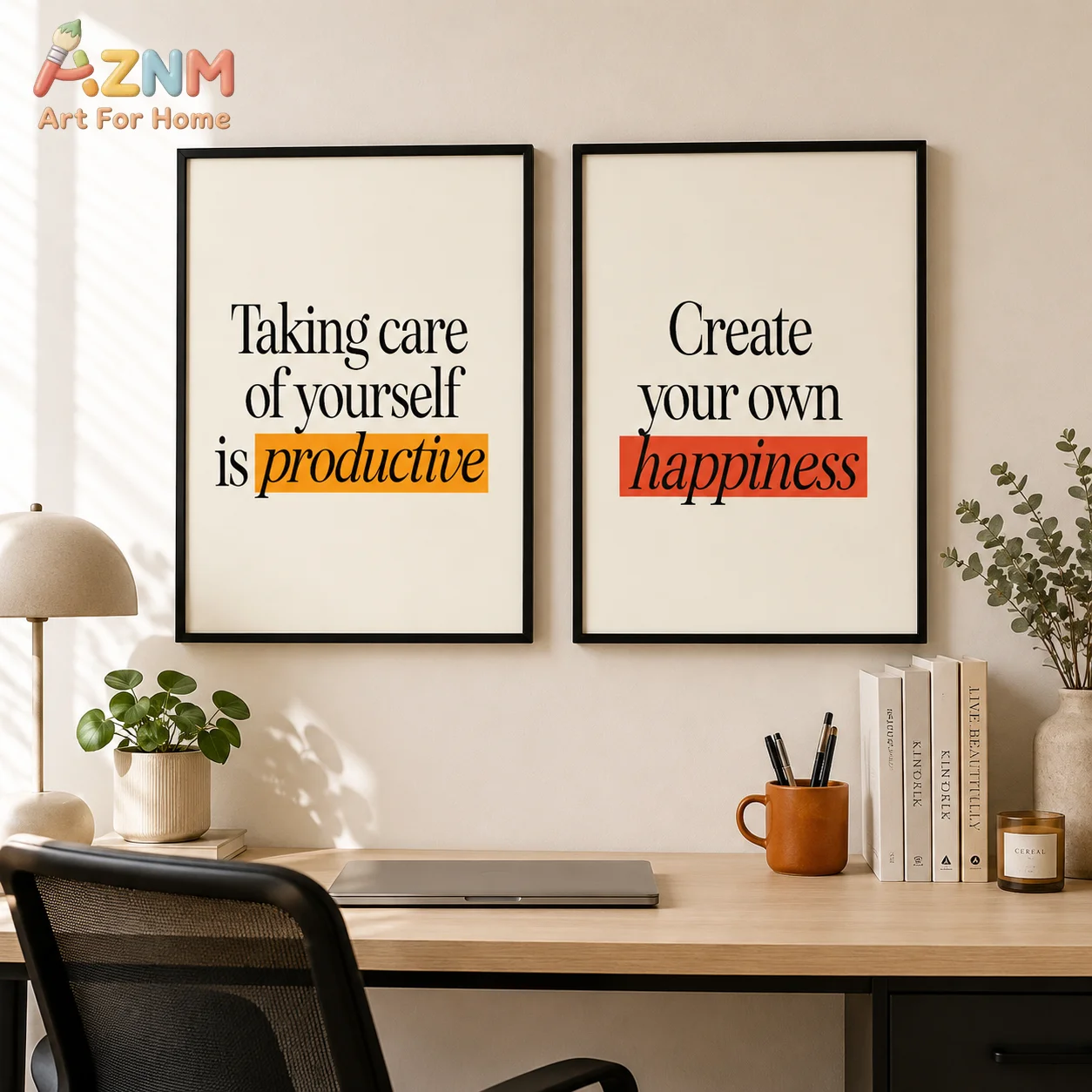 AZNM Unframed Canvas Print Inspirational Quote Wall Art Self Care Positive Affirmation Office Home Decor Poster