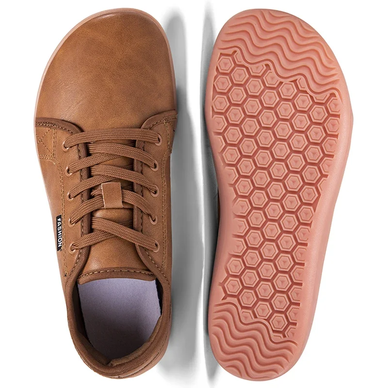 Zapatos minimalistas para hombre y mujer, zapatillas descalzas de punta ancha sin cordones, de cuero, a la moda, para caminar al aire libre