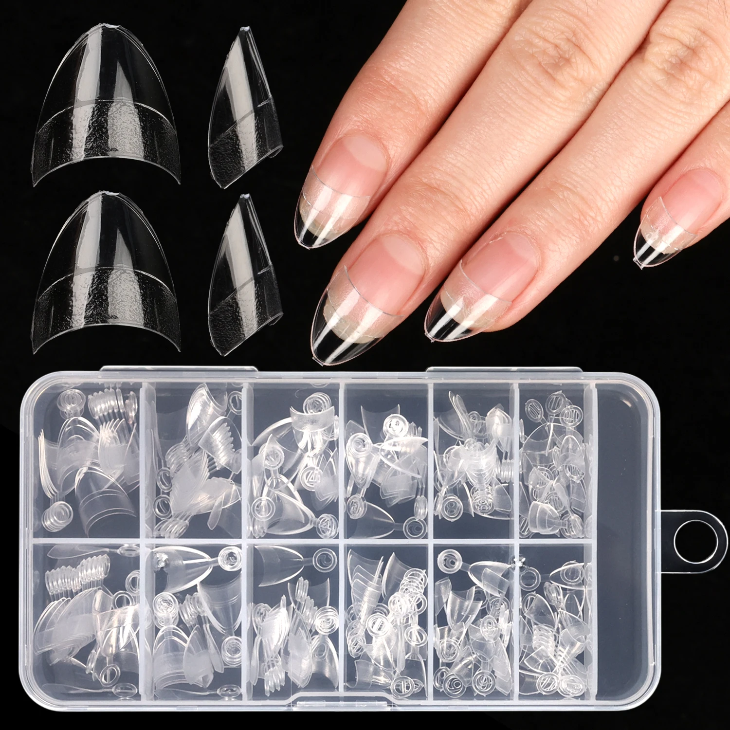 Halbe Abdeckung Mandel vorgefüllte Nagelspitzen DIY Nails Art Tool Press on Fake Artificial Nail Extension für extra kurzes Nagelbett