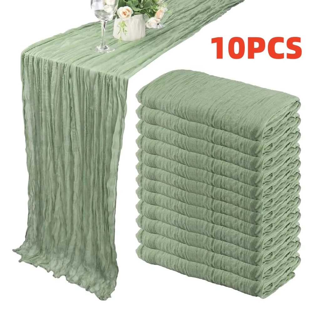 10Pcs Cheesecloth Table Runner Boho Gauze Table Runner 40x270cm Romantic Table Runner for Wedding Bridal Shower Birthday Party