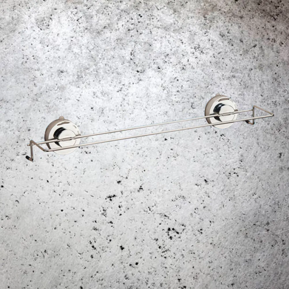 

Stainless Steel Double Pole Bathroom Towel Rack Suction Cup Wall Mounted No Drilling Traceless Strong Adsorption Bathroom
