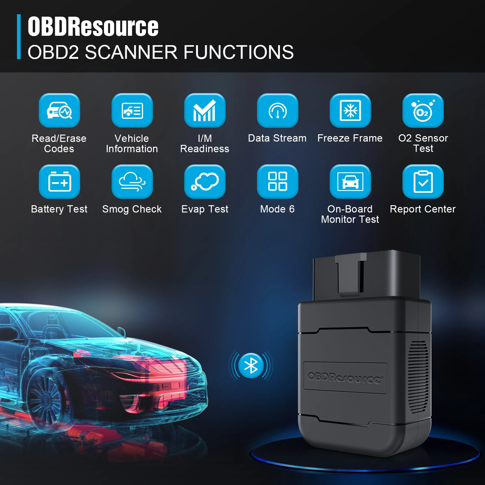 ELM327 V1.5 PIC18F25K80 OBD2 Scanner Bluetooth 4.0 V2.1 Car Diagnostic Tool for iPhone Android OBDII Engine Fault Code Reader