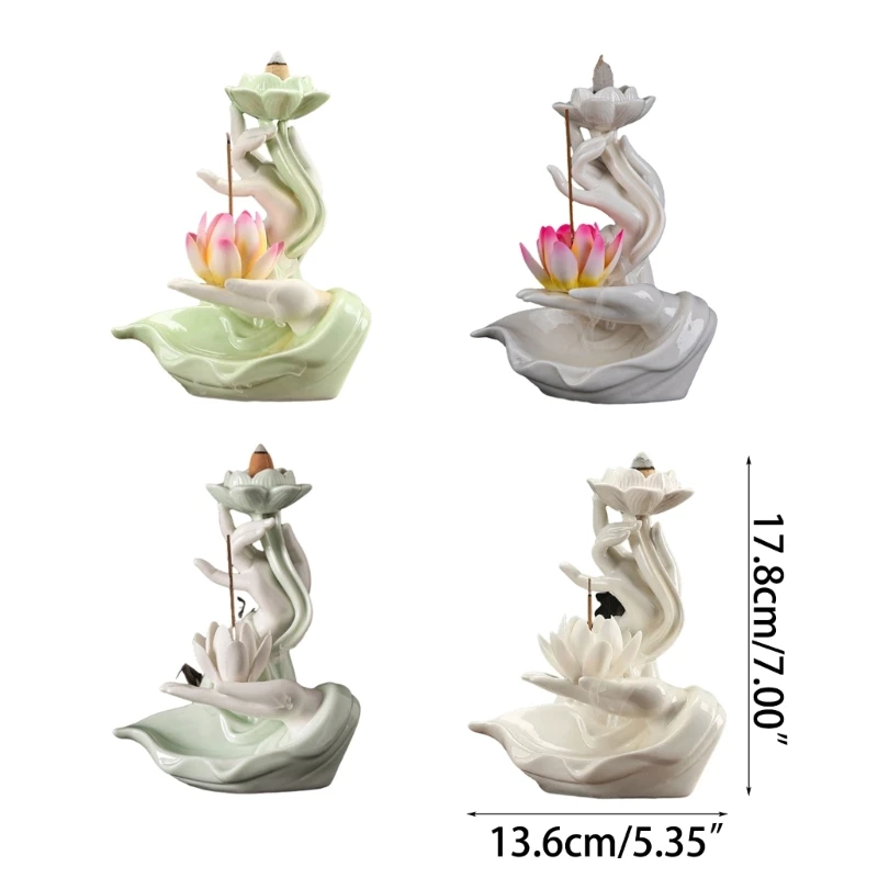 Elegant Ceramic Flower Waterfall Backflow Incenses Burners for Air Purification Add Beauty to Environment Drop shipping