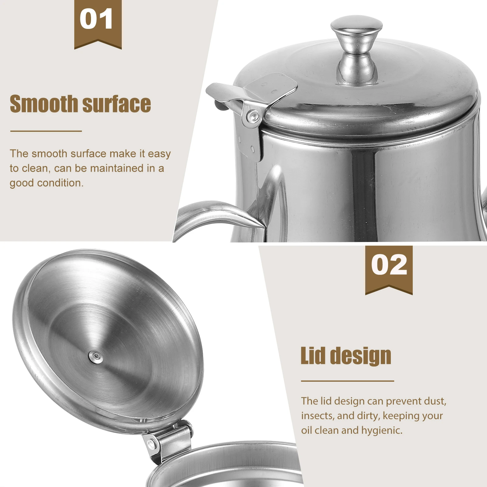 

Stainless Steel Oil Dispenser Oil Strainer Pot Filter Cup Kitchen Storage Bottle Strainer Pot Grease Can Silver Color