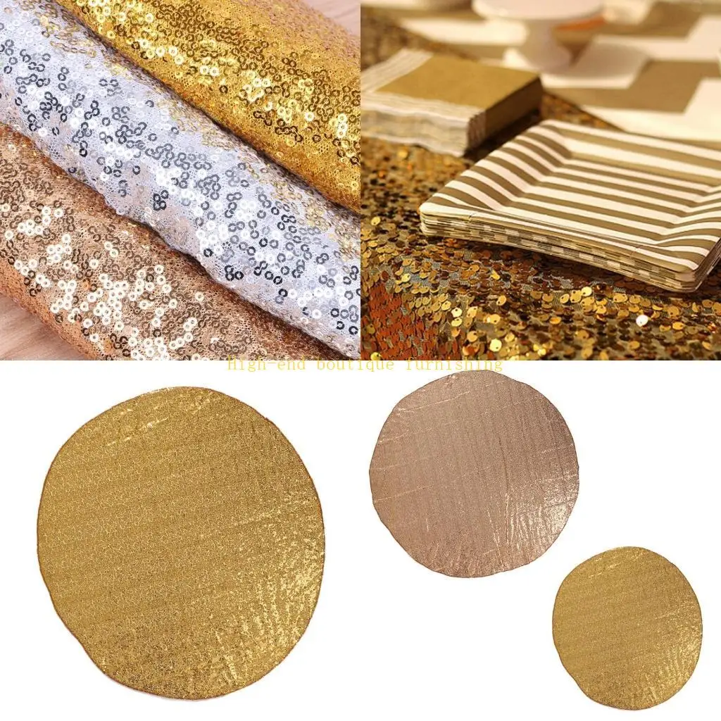 L9NB for Sparkle Table Cloth Round Bling Sequin Tablecloth Wedding Event Party Home D