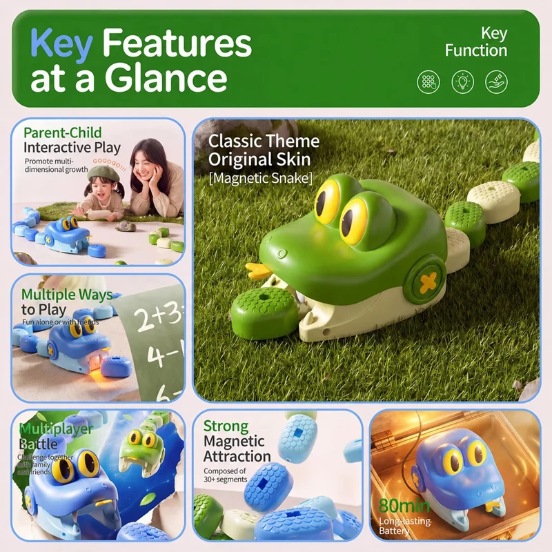 Magnetic Greedy Snake Remote Control Car Toy Boy Double Interactive Animal Car Greedy Bean Game Education Birthday Gift