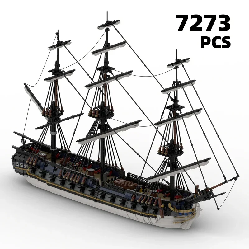 Zestaw klocków MOC frigata francuskiej Marine Nationale, model okrętu wojennego, pełny zestaw klocków do budowy okrętu, zabawka francuska.