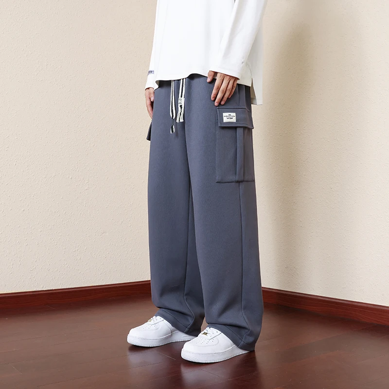 

Мужские весенне-осенние универсальные широкие брюки, спортивные брюки, мужские прямые брюки, удобные брюки, повседневные брюки большого размера