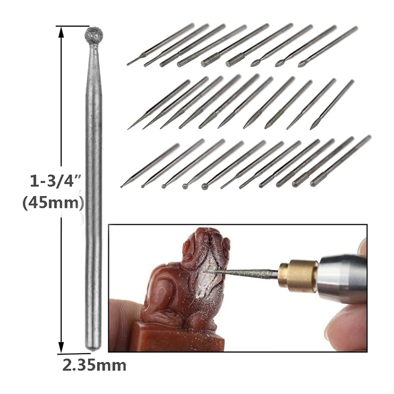 30PCS Grinding Carving Grinder Tool Polishing Electric Grinding Rod Cylindrical Tip Fine 3Mm image 6