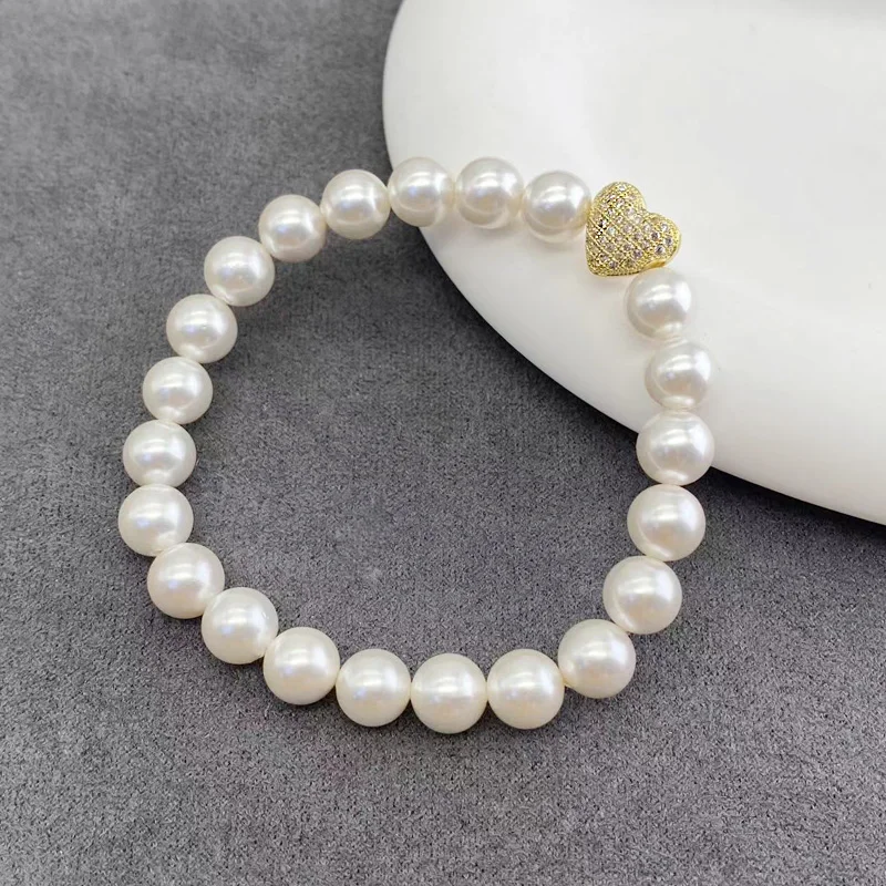 Vanifin 8mm shell Pearl Bracelet Classical Simple Love For Woman  Hand-woven Braided Jewelry