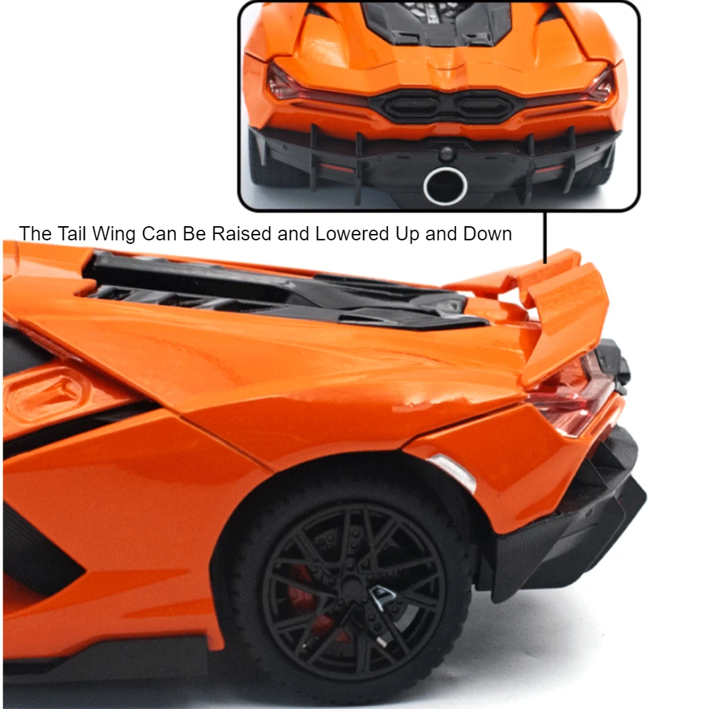 Schaal 1:24 Lambor Revuelto miniatuurmodel legering gegoten sportwagen speelgoeddeuren geopend met pull back spray voertuigen cadeau voor kinderen