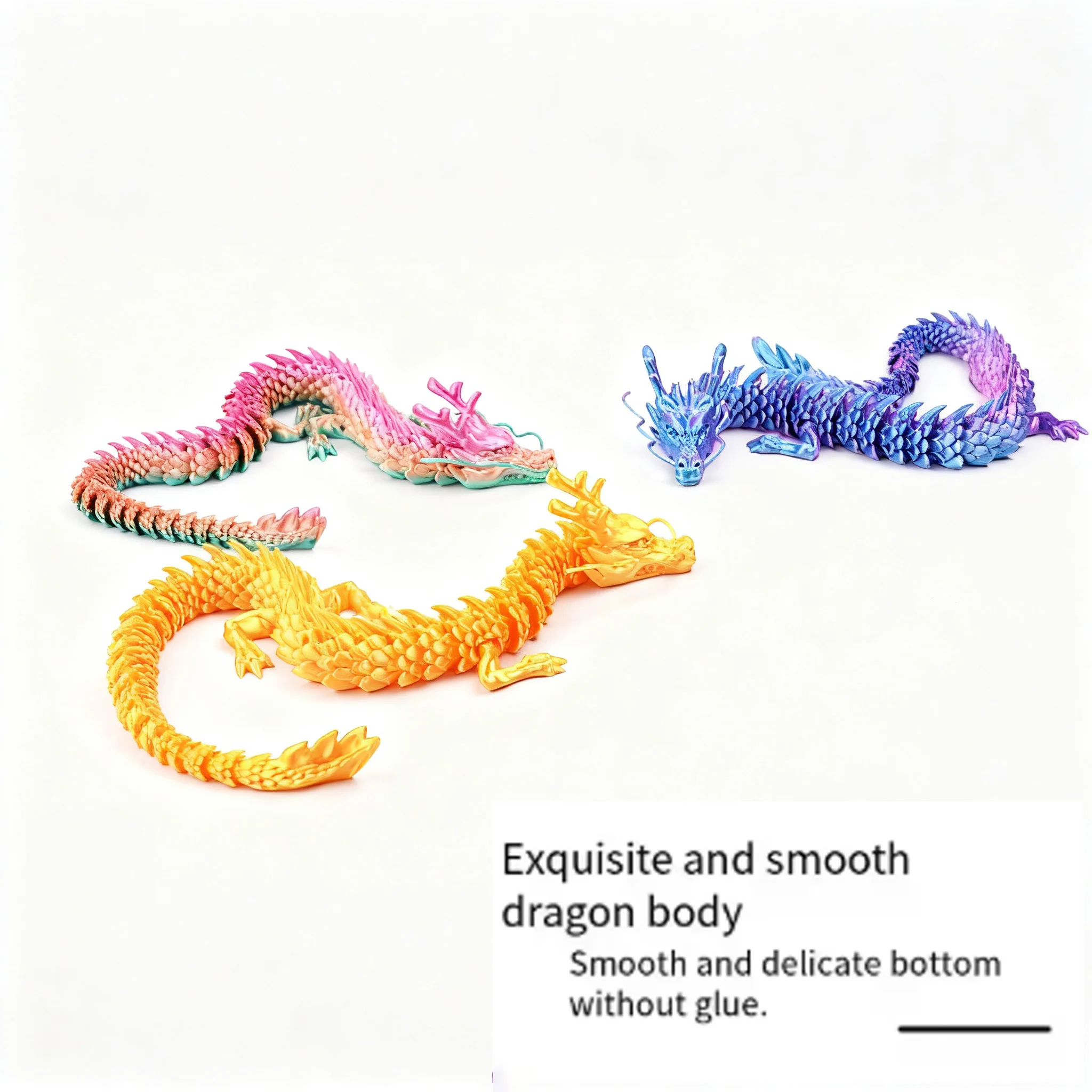 لعبة التنين الصيني المطبوعة ثلاثية الأبعاد مع مفاصل قابلة للتدوير، زخارف يدوية ملونة لسطح المكتب، هدية تزيين تعليمية للأطفال
