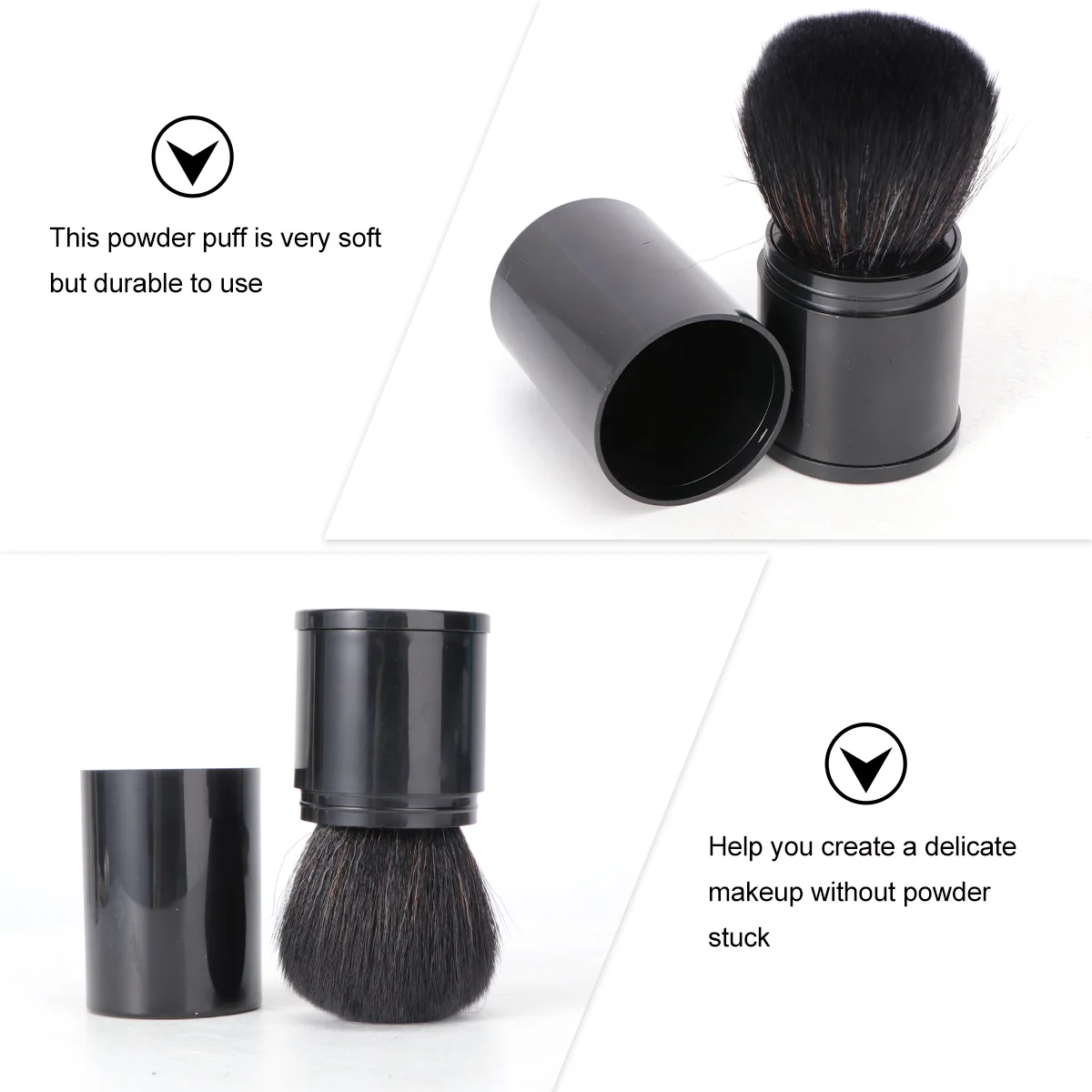 Pennello per trucco in polvere sciolta flessibile nero Applicatore per cipria per il viso Fornisce delicato sulla pelle per fondotinta e fard