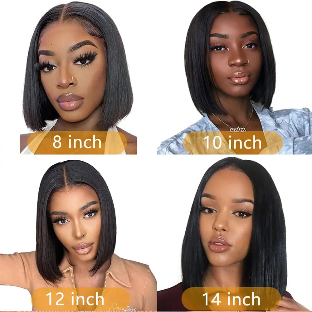 بوب شعر مستعار شعر الإنسان 13x6 الدانتيل الجبهة الباروكات للنساء مستقيم قصير غلويليس الباروكات شعر الإنسان قبل قطعها Naturel 250% الكثافة