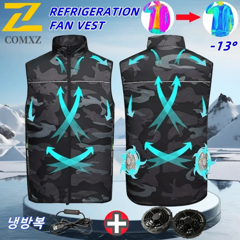 

Refrigeration Vest Male USB Electric Fan Vest Air Conditioning Clothes Summer High Temperature Camouflage Sleeveless Work Jacket
