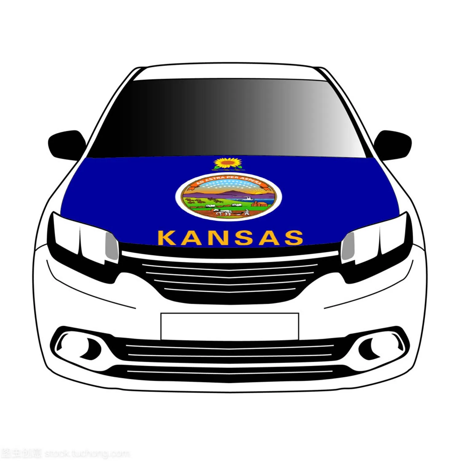 

Kansas Flags 3.3x5ft/5x7ft 100%polyester,car bonnet banner Advanced sublimation printing car cover flag+triangle fastener