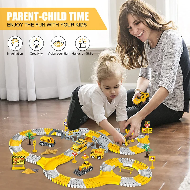 DIY Car Track for Children Racing Toy Cart Toys Race for Boys Girls Truck Flexible Play Set Create Engineering Road Games Gift