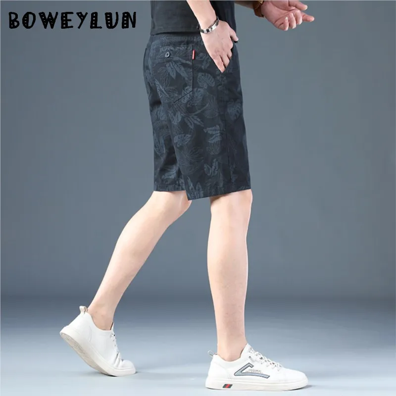 

BOWEYLUN Summer New Men's Floral Casual Shorts Outer Wear Printed Cotton Five Points Pants for Men