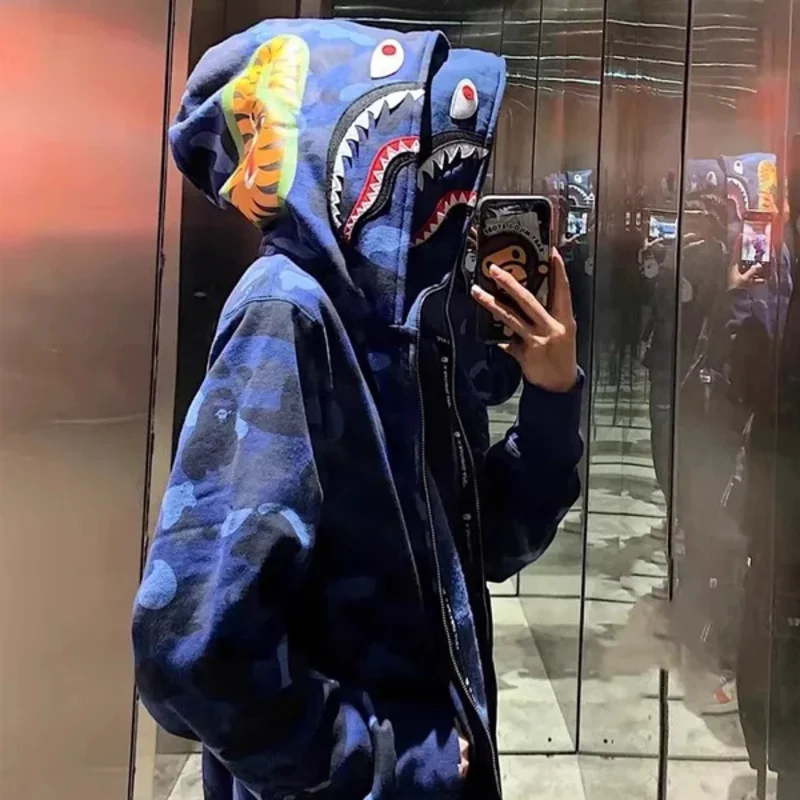 New 2025 Casual Camouflage Hoodie Jaet Men Women Spring Autumn Loose Couple Sle Zipper American Trendy Brand ark Hat Coat ★ ★ ★