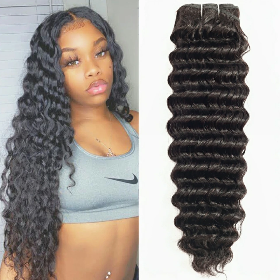 

Sapphire Deep Wave Cheveux Humain Brazilian Human Hair Bundle Deal Unprocessed Remy Hair Bundle Curly Hair Extension Double Weft