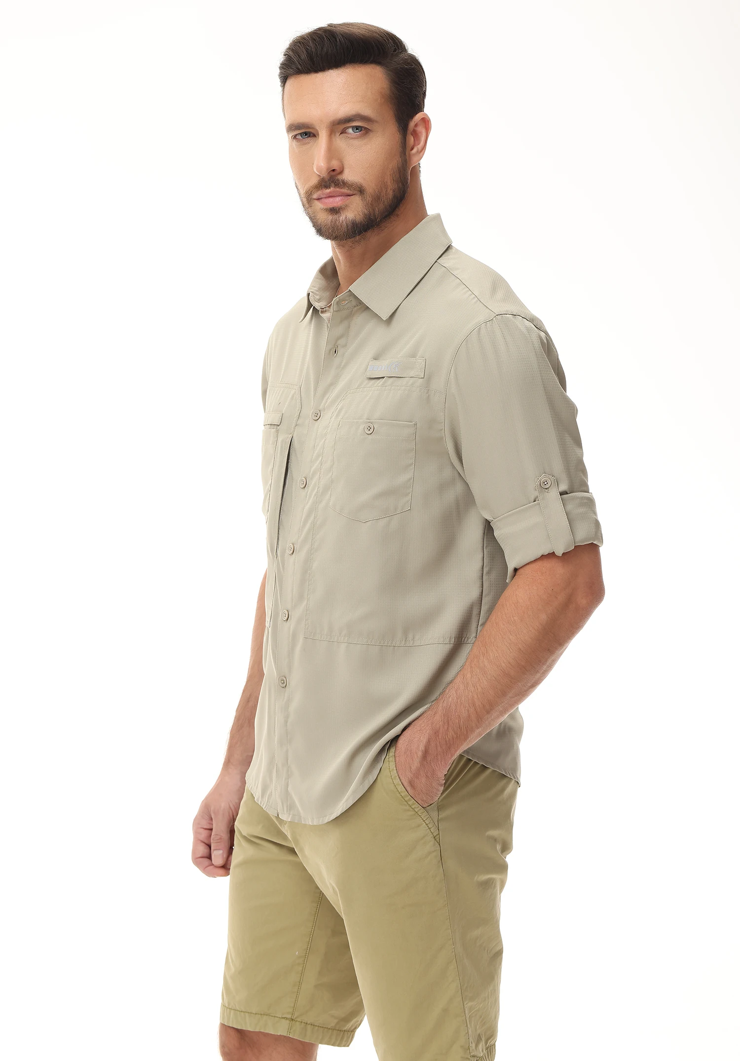 Langarm-Angelhemden für Herren, UPF 50+, Sonnenschutz, atmungsaktiv, leicht, für Reisen, Arbeit, Button-Down-Hemd mit Reißverschlusstasche – Detail 24