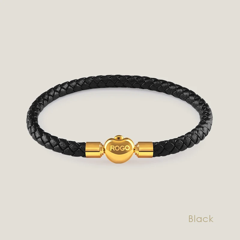 Gelukkige Gouden Schat Echt Gevlochten Lederen Bedelarmband Voor Vrouw Eenvoudige Zwarte Rode Vrouwelijke Sieraden Accessoires Cadeau