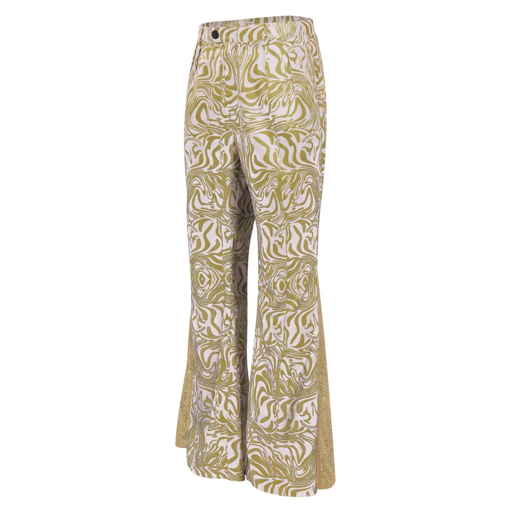 ريترو ديسكو تأثيري حلي للرجال ، تنكر جرس بنطلون ، تسلق Bottoms مضيئة ، ملابس الخيال ، الكبار ، 70s ، 80s