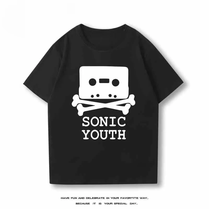 2025 جديد سونيك الشباب تي شيرتات قصيرة الاكمام الرجال والنساء القطن الربيع والصيف جديد روك باند توب نصف كم بلايز كبيرة الحجم