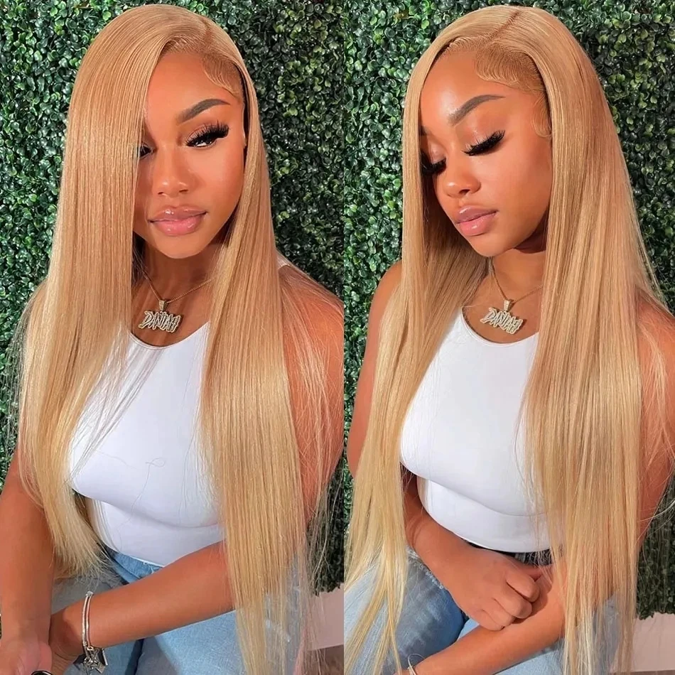 #27 Honey Blonde Lace Front Wigs 13x4 HD Lace Front Human Hair Wigs For Women Pre pucked Bone Straight Human Hair Lace Front Wig