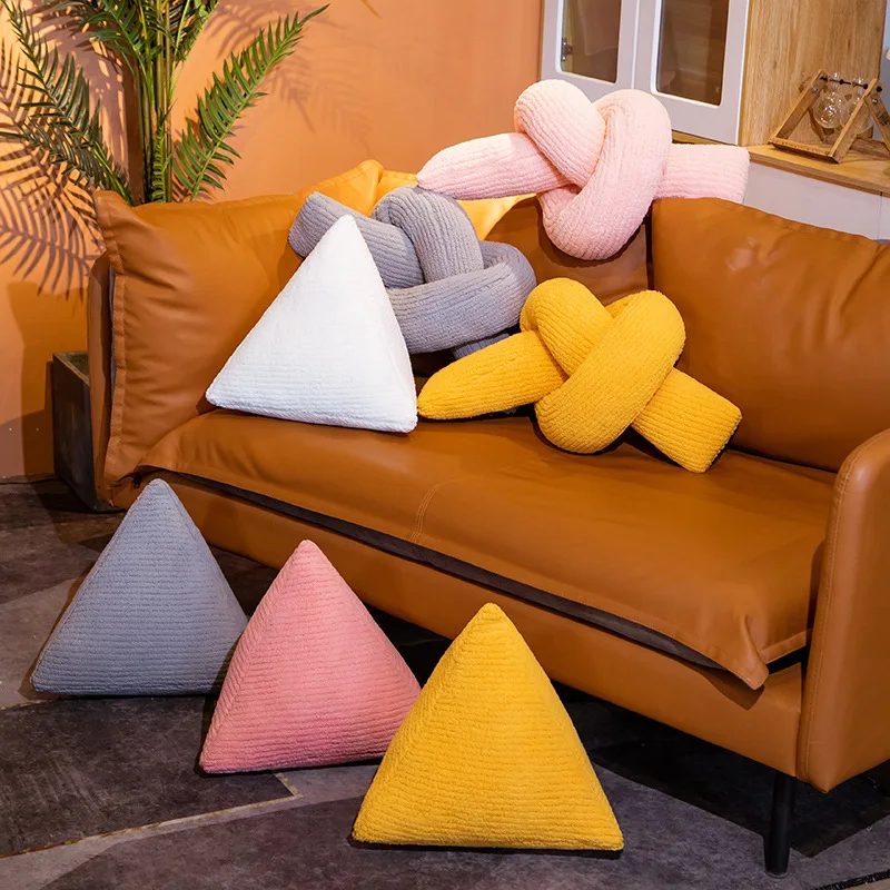 

Geometric Triangular Pyramids Knot Plush Pillow Decorative Cushion for Sofa and Chair Office Room Home Decoration