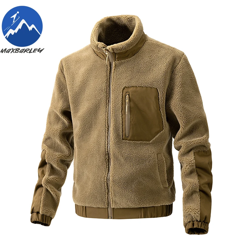 Maxbarley Winter Lambswool Jacket Men Casual Retro Cold Polar Fleece Parka Coat Fashion Outdoor Ski Thick Cold-proof Plush Coat - Image 2